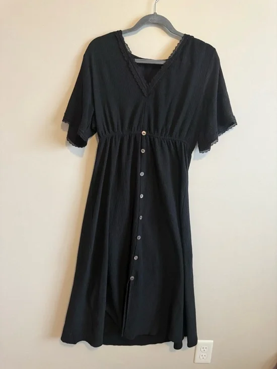 Disturbia Black Corruption Crinkle Midi Dress Goth Size 8/10 Medium - Picture 2 of 4